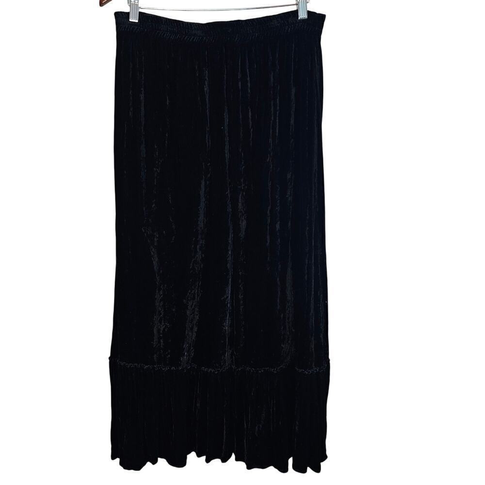 Vintage Liza Lynn Velvet Skirt Womens Large Black 90s Maxi Whimsigoth Fairy Boho